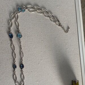 Chic Silver Necklace with Blue Accents